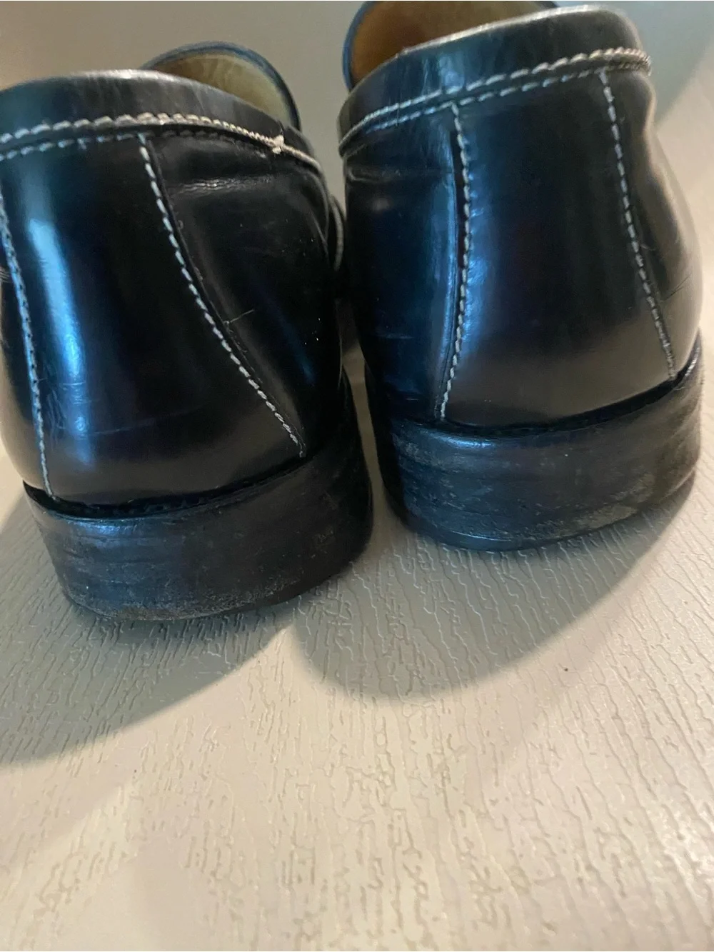 To Boot New York calfskin leather black contrast stitching square toe loafers 10